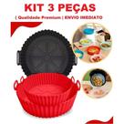 KIT 3 Forma De Silicone Para Air Fryer Forno Microondas Fritadeira Assadeira Reutilizável Antiaderente Flexível