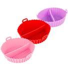 Kit 3 Forma Forro Silicone Air Fryer Reutilizável Antiaderente Protetor Assadeira Redonda Fritadeira Forno Microondas