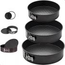 Kit 3 Formas Bolo Torta Antiaderente Com Fundo Removível Cinza escuro