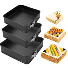 Kit 3 Formas Bolo Torta Fundo Removível Assadeira Quadrada