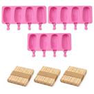 Kit 3 Formas de Silicone para Picolé Magnum e Paletas Recheadas + 150 Palitos