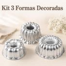 Kit 3 Formas Decoradas Caparroz em Alumínio 18 cm para Docerias, Padarias e Uso Caseiro ou Profissional