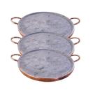 Kit 3 Formas Para Pizza Pedra Sabão Alças Cobre GG 42cm
