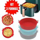 Kit 3 Formas Redonda de Assadeira Para Fritadeira Air Fryer Em Silicone Flexível Lavável