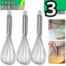 Kit 3 Fouet Inox Batedor de Ovos Clara 30Cm Bolo Massas Utensílio Para Cozinha Restaurante Padaria