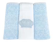 Kit 3 Fralda de Pano Bordada Reininho Classic AZUL