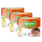 Kit 3 Fralda Descartável Infantil Hipopó Baby Hiper Tamanho G - Total de 222 Unidades