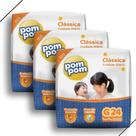 Kit 3 Fralda Descartável Pom Pom Clássica Jumbo Tamanho G - Total 72 Unidades
