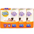 Kit 3 Fralda Pom Pom Protek Proteção de Mãe Jumbo - Tamanho G - Total de 72 Unidades