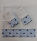Kit 3 Fraldas Bebê Menino 2 Boca 32x32 1 Ombro 70x70 100% Algodão com Barra Estampada