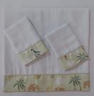 Kit 3 Fraldas Bebê Menino 2 Boca 32x32 1 Ombro 70x70 100% Algodão com Barra Estampada Safari Cinza