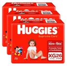 KIT 3 FRALDAS HUGGIES SUPREME CARE MEGA XG - 26 un