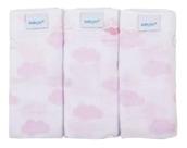 Kit 3 Fraldas Luxo Estampadas 100% Algodão Nuvens Rosa