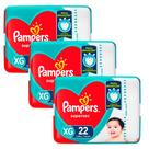 Kit 3 Fraldas Pampers Supersec Pacotão Econômico XG - 66 Tiras