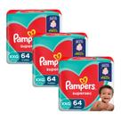 Kit 3 FRALDAS PAMPERS SUPERSEC XXG COM 64 UNIDADES