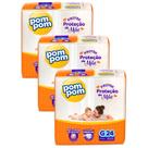 Kit 3 Fraldas Pom Pom Protek Proteção de Mãe Jumbo G com 24un cada