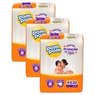 Kit 3 Fraldas Pom Pom Protek Proteção de Mãe Jumbo XG com 20un cada