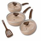 Kit 3 Frigideiras Fundas Antiaderente 16 18 20 Espátula Revestimento Não Gruda Cabo Antitérmico