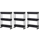 Kit 3 Fruteiras para Cozinha Multifunções com Rodízios Nattan - Preto