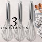 Kit 3 Fue Batedor De Ovos Inox Indispensável Para Bater Chantilly Molhos Massas Leves