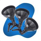 Kit 3 Funil Combustível E Óleo Cano Flexível Dosador Grande