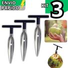 Kit 3 Fura Coco Abridor Manual Em Inox Profissional Rápido e Prático Fura Abre Cabo Emborrachado