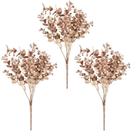 Kit 3 Galhos Natal Folhagens Metalizadas Glitter Rosê Gold 30cm - Magizi