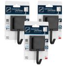 Kit 3 Gancho Cabide Suporte Porta Toalha de Rosto de Parede Banheiro 3M Sem Furo Preto Black Arthi