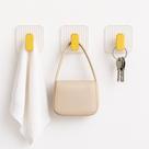 Kit 3 Ganchos Autoadesivo de Parede Acrílico Dourado Banheiro Cozinha Quarto Toalhas Roupões e Acessórios