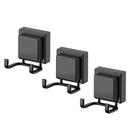 Kit 3 Ganchos Duplo com Ventosa Multiuso para Banheiro Lavanderia Cozinha Preto Fosco Future