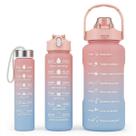 Kit 3 Garrafa Água Squeeze Adesivo Lembrete Rosa e Azul 2L