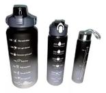 Kit 3 Garrafa De Água Squeeze Galão 2l Litros Motivacional Academia Colorida Antivazamento 3D Tie Dye Frases Português (