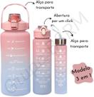 Kit 3 Garrafa Galão De Água Squeze Motivacional Adesivos 3d