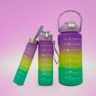 Kit 3 Garrafa Motivacional Água Alça Squeeze Academia Adesivo 3d