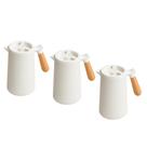 Kit 3 Garrafa Térmica 1L Branca Cabo de Madeira Nórdica Florença Em Casa Tem