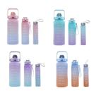 Kit 3 Garrafas 2L 1L 300ML Galão De Água Squeze Motivacional Com Adesivos
