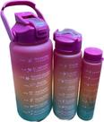 Kit 3 Garrafas D'água Motivacional Squeeze Academia Fitness