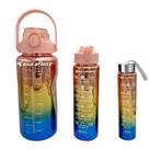 Kit 3 Garrafas Squeeze Plástica Gold Sports Degrade Adesivos BPA-FREE 2 Lts, 800ml e 280ml
