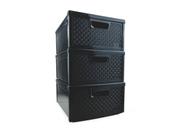 Kit 3 Gaveteiro Modular Empalhável Organizador Multiuso Rattan Plástico Resistente 1 Unidade