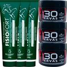 Kit 3 Gel 30 Ervas Power 300g + 3 Pomada Massageadora Fisiofort 150g