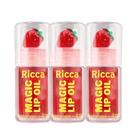 Kit 3 Gloss Magic Lip Oil Morango Ricca Brilho Labial Líquido Hidratante 4ml