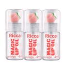 Kit 3 Gloss Magic Lip Oil Pêssego Ricca Brilho Labial Líquido Hidratante 4ml