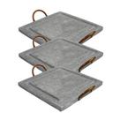 Kit 3 Grelha Para Carnes Servir Porção Pedra Sabão G 25x25cm