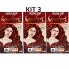 KIT 3 Henna HennFort Colorante em Pó 65g Natural Cor:CASTANHO