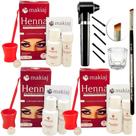 Kit 3 Henna Sobrancelha Makiaj CLARO, MÉDIO E ESCURO Mixer preto Dappen Pincel b104 Macrilan