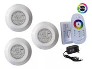 Kit 3 Iluminação Para Piscinas 9w RGB Controle Touch Fonte 12v