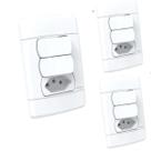 Kit 3 Interruptores 2 Teclas Simples + Tomada Simples 10A