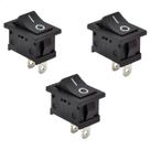 Kit 3 Interruptores Chave Gangorra Quadrado Liga Desliga/ On Off Preto com 2 Pinos