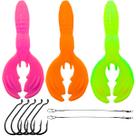 Kit 3 Iscas Mini Craw + Anzol Offset Chicote Pesca Esportiva