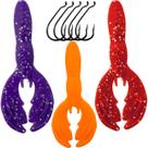 Kit 3 Iscas Mini Craw Azul Offset 2/0 - Pesca Esportiva